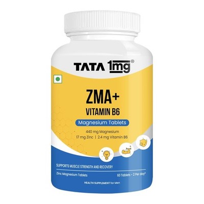 TATA 1MG ZMA+ Vitamin B6 60 Tablets Fast Shipping