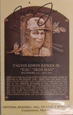 Cal Ripken Jr signed HOF Plaque Postcard Hall of Fame With Induction Stamp