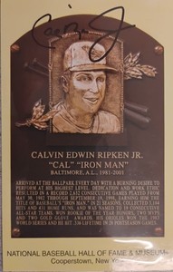 Cal Ripken Jr signed HOF Plaque Postcard Hall of Fame With Induction Stamp