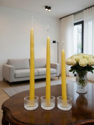 Bulk - Hand-dipped Organic yellow beeswax tapered candles - 1/2 inch diameter