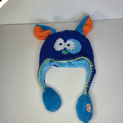Flipeez Dog Beanie Toque Blue Knit Acrylic Poly Working Ear Flap Blue Toddler