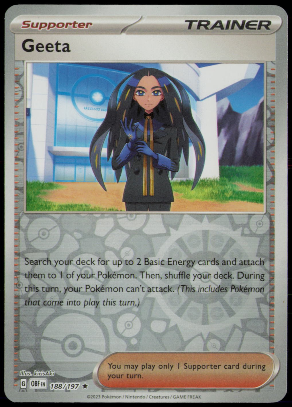 GEETA 188/197 R OBSIDIAN FLAMES POKEMON REVERSE HOLO NM