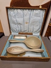 Vintage Silver Plated Vanity Set with Hair Brush Handheld Mirror