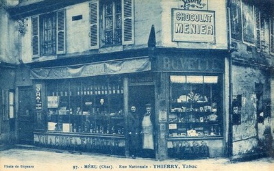 Karte MERU Tabak THIERRY Rue Nationale Les patrons Pub Menier Schöne Vitrine