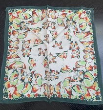 Original Vintage Taschentuch 30er/40er Jahre Seide gr&uuml;n Schmetterling