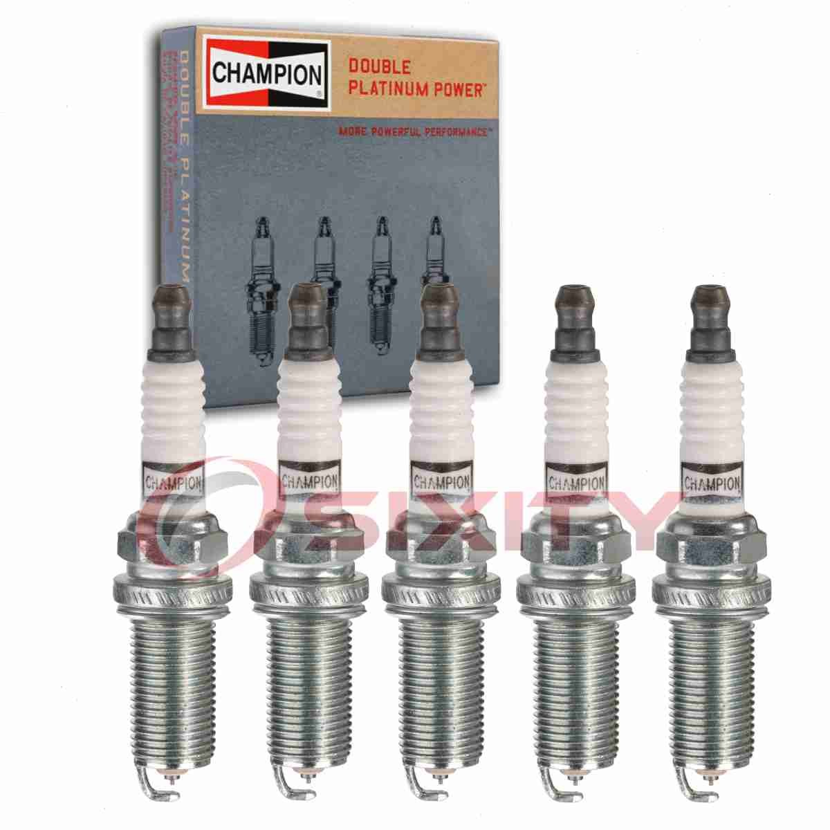 5 pc Champion Double Platinum Spark Plugs for 2015-2016 Volvo V60 Cross lq