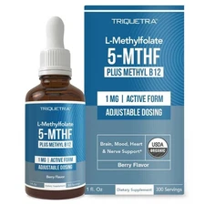 L-Methylfolate (1mg) Plus Methyl-B12 (300 Servings)- Active 5-MTHF Form,Organic