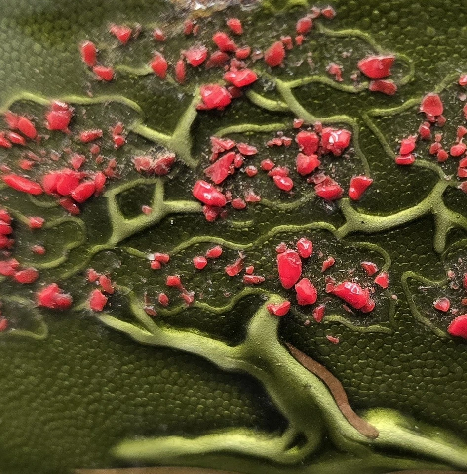 Juego de encendedor de mesa y cenicero Evans vintage latón esmalte flor de cerezo japonés Foto 3 de 4