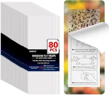 80 Pack Window Fly Traps Sticky,Clear Paper Indoor for Home,Window White 