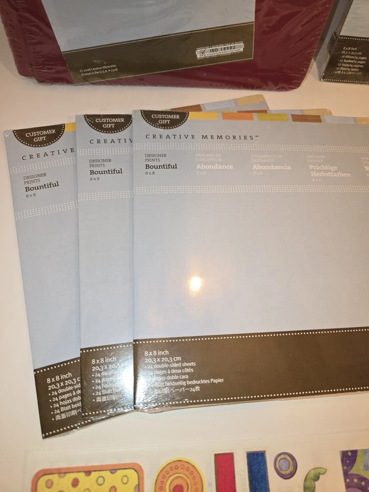 Creative Memories 8X8 Ruby Album Spargo Pages Stickers Paper Bountiful Happy Lot - Image 4 of 4