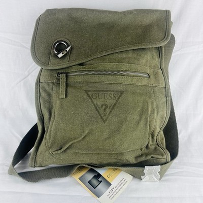 Guess Crossbody Messenger Bag Olive Green Khaki Courier Canvas Lightweight