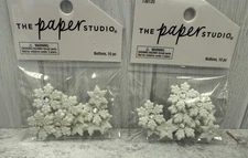 2 Pks The Paper Studio Snowflake Shank Buttons Crafts Sewing - 20 Total