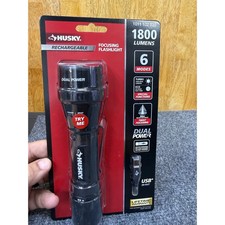 Husky 1800 Lumens Dual Power LED Rechargeable Tactical Focusing Flashlight