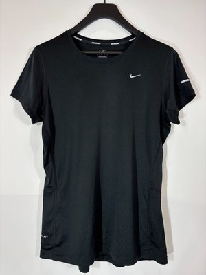 NIKE Dri-Fit T-Shirt Herren LARGE Pullover Kurzarm Logo Uni Schwarz