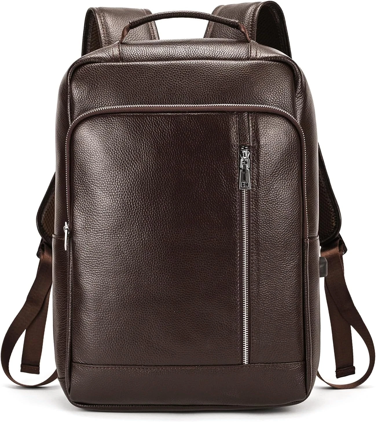 Genuine Leather Men's Backpack for 15.6" Laptop - Casual Travel Rucksack
