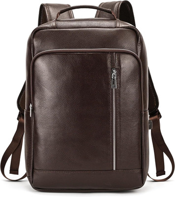 Genuine Leather Men's Backpack for 15.6'' Laptop - Casual Travel Rucksack
