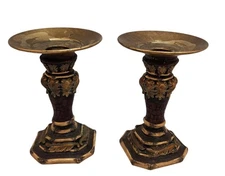 Taper Candle Holders Set Of 2 Axicon World Imports Brass-Look Candle Holders Wit