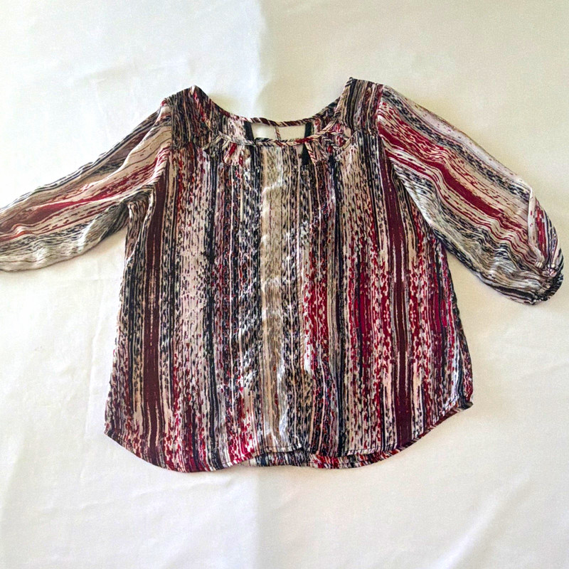 HeartSoul Women's Multicolor Striped Scoop Neck Lace-Up 3/4 Sleeve Blouse XL