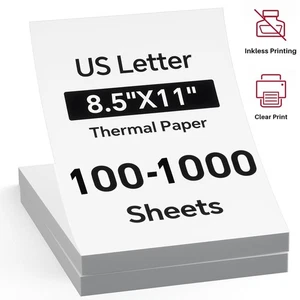 100-1000x 8.5x11" Plié A4 Papier thermique continu pour M08F M832 Imprimante Hprt