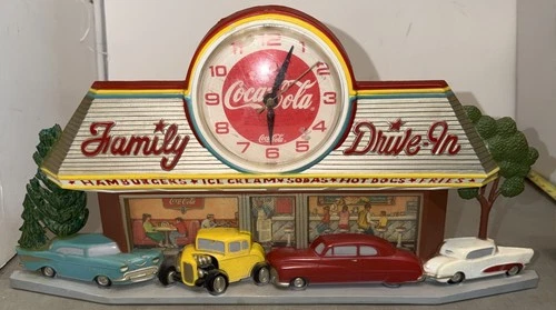 Vintage Coca Cola Family Drive In Diner Clock 80s By Burwood AS IS NOT WORKING