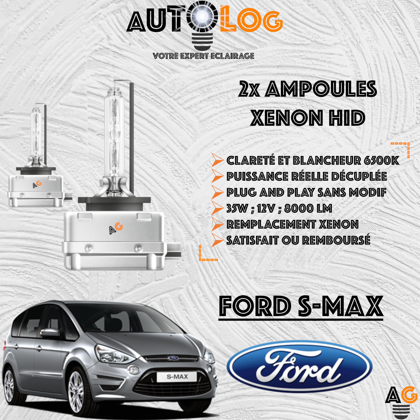 Phares Xenon HID Ford S-Max longue portée pour les trajets de vacances en famille la nuit