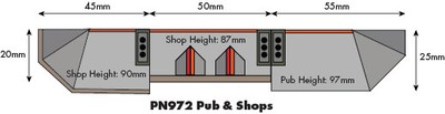 METCALFE PN972 N GAUGE PUB & SHOPS