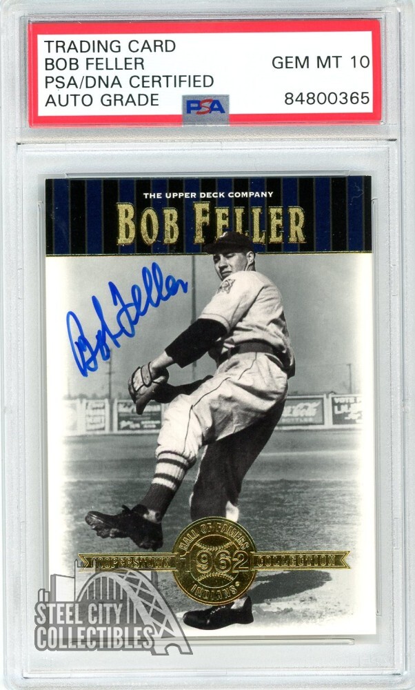 Bob Feller Autographed Signed 2001 UD Cooperstown Collection Card #22 PSA/DNA 10 (Blue) 