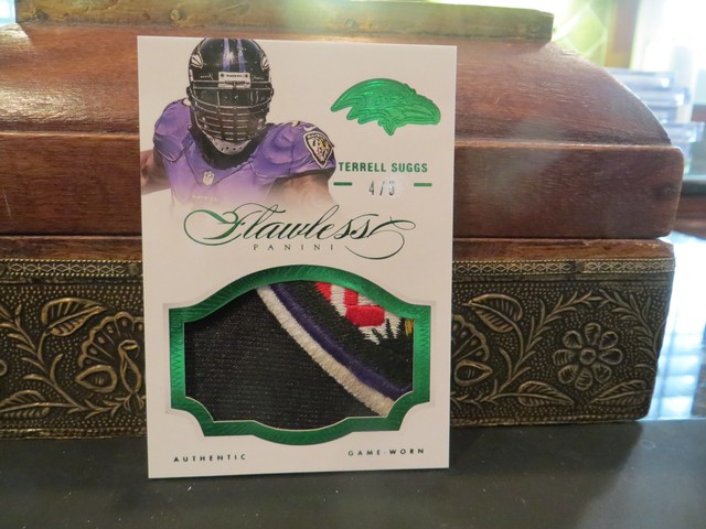 Panini Flawless Emerald Game Worn Jersey Ravens Terrell Suggs 4/5 2014