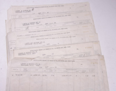 1934 Lamson Goodnow S H Kress and Co NYC Remittance Sheets Ephemera P649L