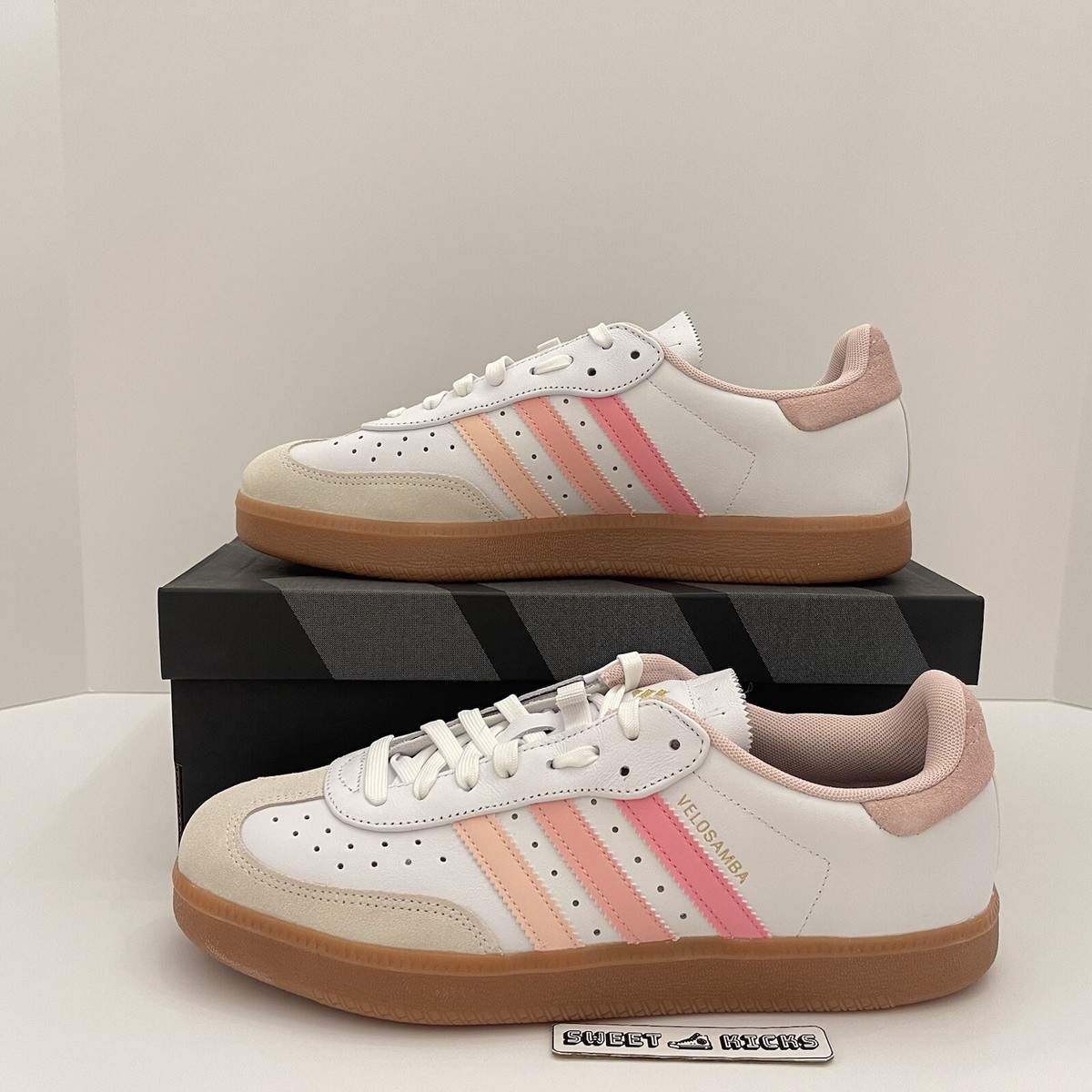 ADIDAS VELOSAMBA Cloud White Sandy Pink Gold LEATHER CYCLING ADIDAS VELOSAMBA Cloud White Sandy Pink Gold LEATHER CYCLING