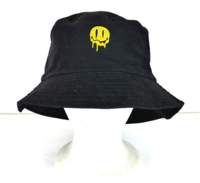 Eighty Eight Embroidered Melting Face Bucket Hat Adult One Size Black Reversible