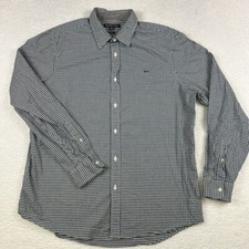 Michael Kors Shirt Mens XL Classic Fit Navy Blue White Check Button Down