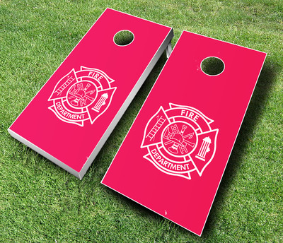 FIRE DEPT SYMBOL CORNHOLE WRAP BOARDS SET Bean Bag Toss + 8 ACA Regulation Bags
