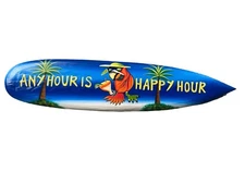 39” ANY HOUR IS HAPPY SURFBOARD TROPICAL SIGN WALL HANGING ART ISLAND HOME DECOR
