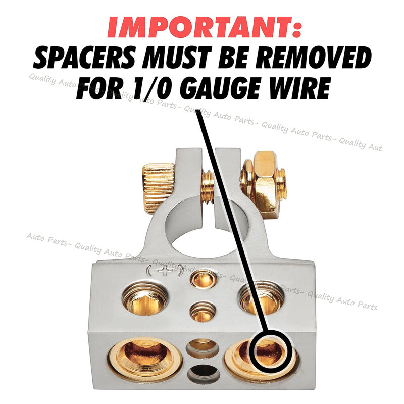 Gauge Positive Negative Car Audio Battery Terminals w/ Spacer Shims Connector