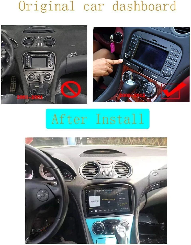 安卓 15 CarPlay 收音机 GPS 2+64G 适用于梅赛德斯-奔驰 SL R230 SL350 SL550 SL600 — 第 4/4 张图片