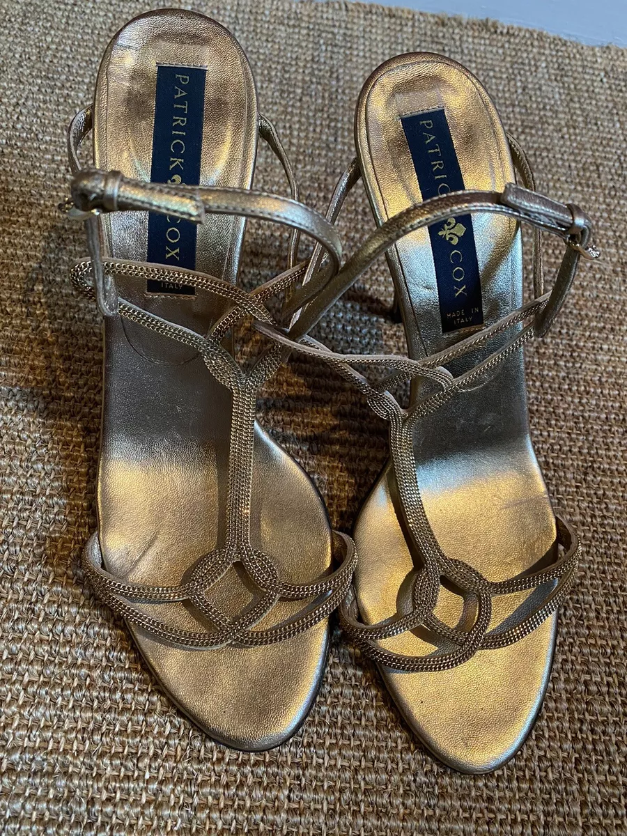 PATRICK COX Heels Shoes Strappy Women s Stilettos Gold UK 7 EU 40 US 9