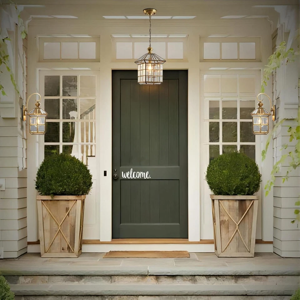 Copper Brass Outdoor Pendant Lights, Waterproof Hanging Porch Light Exterior Lan - Image 2 of 4