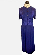 Miss Dorby Vintage Dress 90's Blue Layered Grandmacore Textured Contrast Vest  