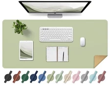 Non Slip Desk Mat 31.5" x 15.7" PU Leather Desk Pad Cork Desk Mat for Desktop...