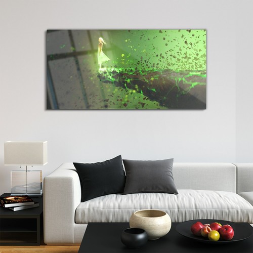 Glasbilder Wandbild Druck auf Glas 120x60 Kunst einsame Frau am Rande der Klippe - Bild 2 von 7