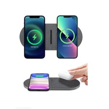 US 20W Wireless Charger Dual Pad For Apple AirPods iPhone Air 17 Samsung S25 S24