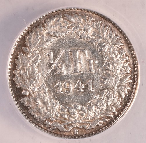 1941-B 1/2 Franc Switzerland - ANACS AU55 Details