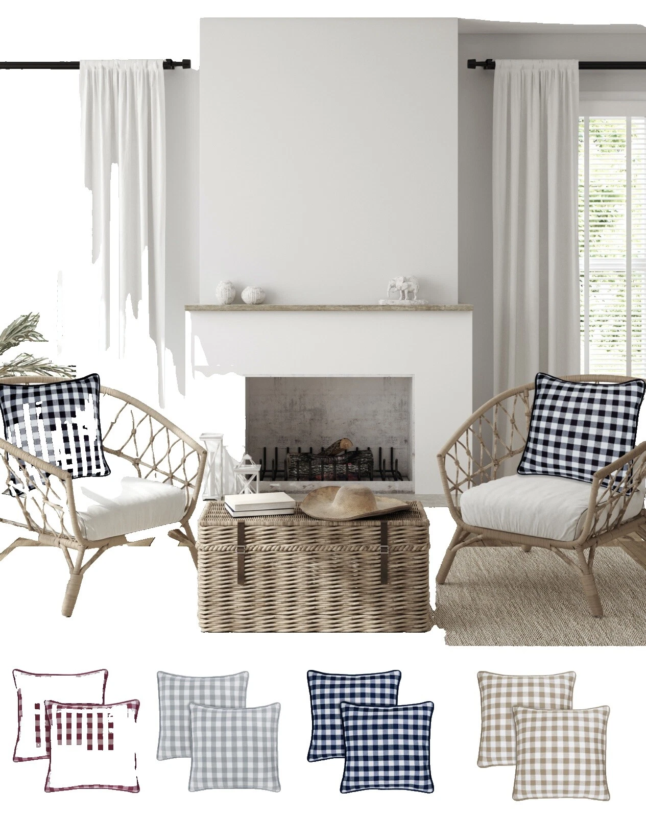 Cotton Blend Plaid Country Home Décor Pillows