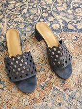 Coach and Four  Sandal Chunky Heel Suede Laser Cut  Shoes Size 6M