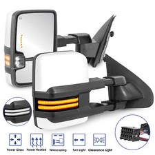 2x Switchback White Painted Tow Mirrors For 1999-02 Silverado Sierra 00-02 Yukon