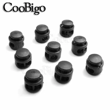 2 Holes Cord Lock Stopper Clamp Toggle Clip For Backpack Shoelace Lanyards Parts