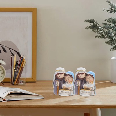  2 Pcs Krippe Eingerichtet Religiöse Szenenornamente Kunstharz Baby