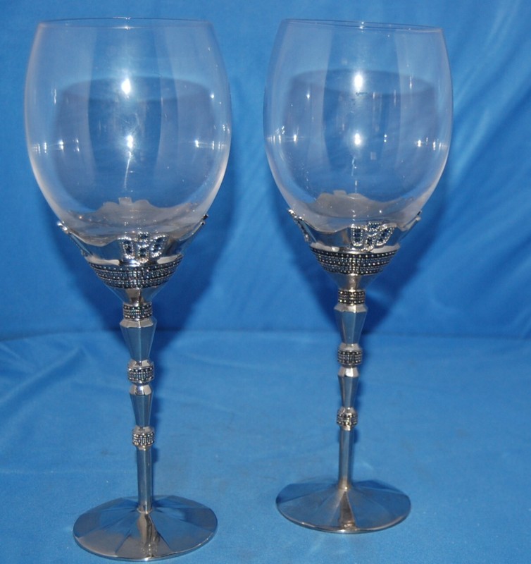 A pair of Alan Lee Collection/Wallace Silver wine goblets
