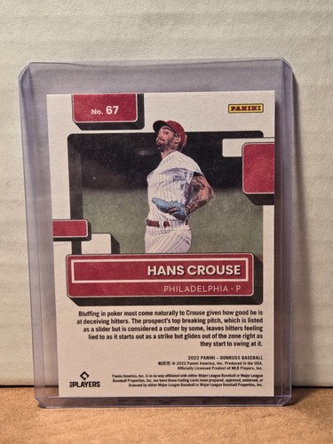 2022 Panini Donruss Rated Rookie Hans Crouse #67 50/50 RARE - Picture 2 of 2